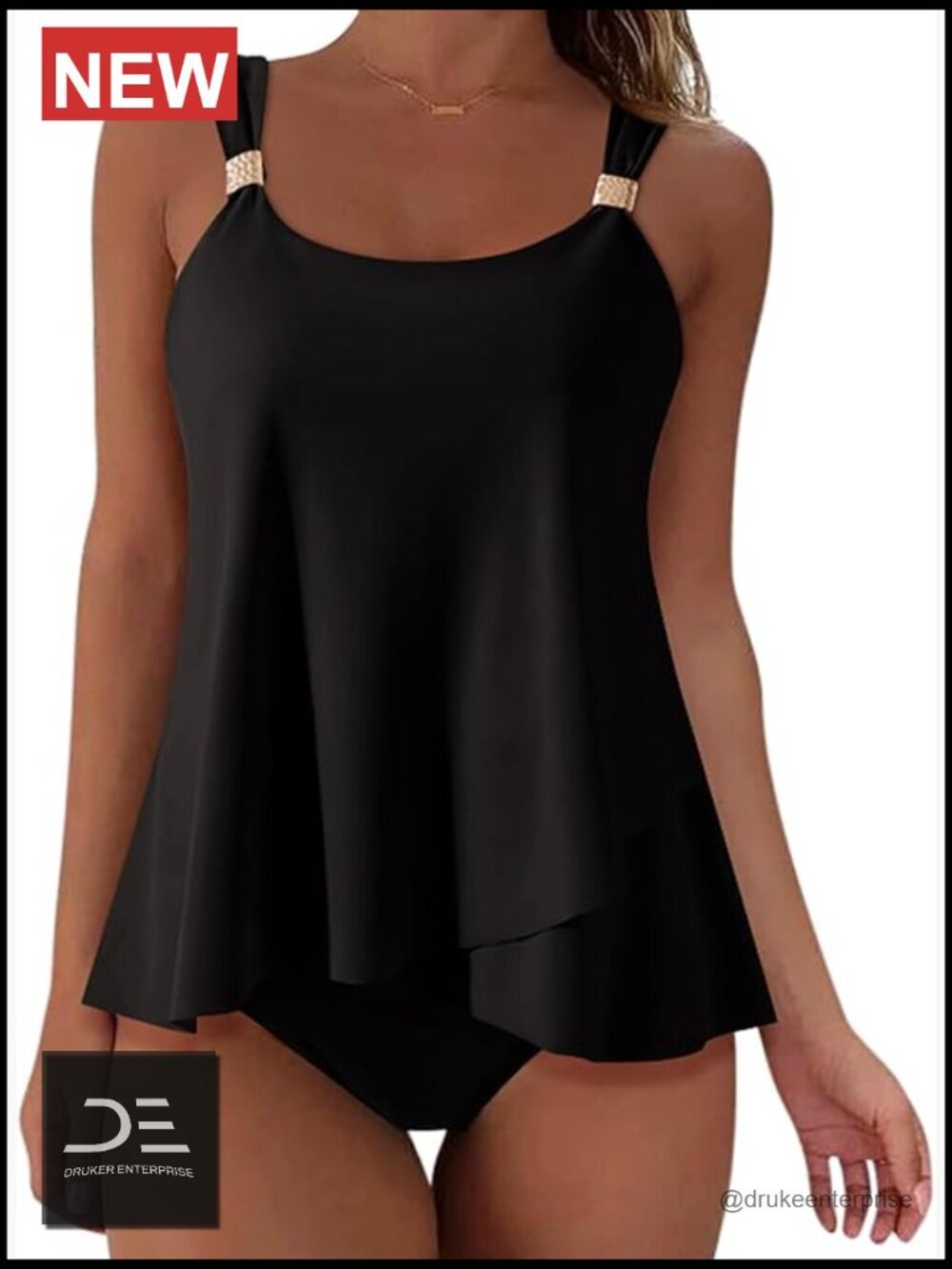 Ruffle High Waisted Tankini Swimsuit Tummy Control Bathing Suit